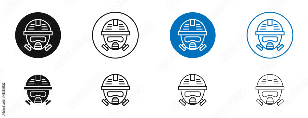 Obraz premium Fireman Mask icon. Vector outline illustration. vector logo template