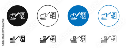 demolition icon. Vector outline illustration. vector logo template