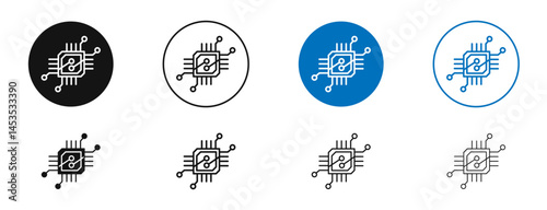 Computer microprocessor icon. Vector outline illustration. vector logo template