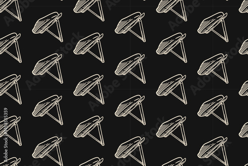 retro pitfall trap doodle seamless pattern on black background for hunting merchandise. rustic animal trap engraving pattern background for adventure. cruel trap hatching illustration wallpaper