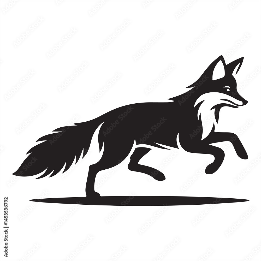 Fototapeta premium Silhouette vector of a fox standing on a white background