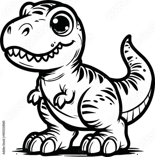 Vector illustration of Tyranosaurus Rex or T-rex or dinosaur . kids coloring page and coloring book