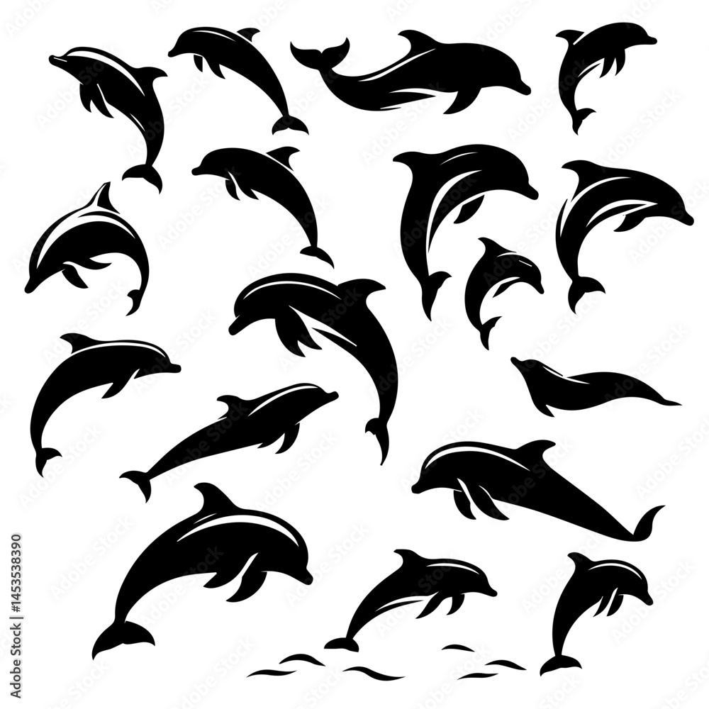 Naklejka premium Jumping Dolphins