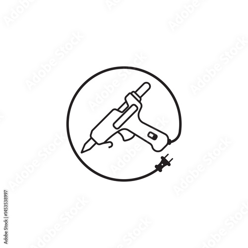 glue gun line vector illustration, isolated on white background.top view
