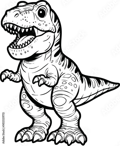 Vector illustration of Tyranosaurus Rex or T-rex or dinosaur . kids coloring page and coloring book