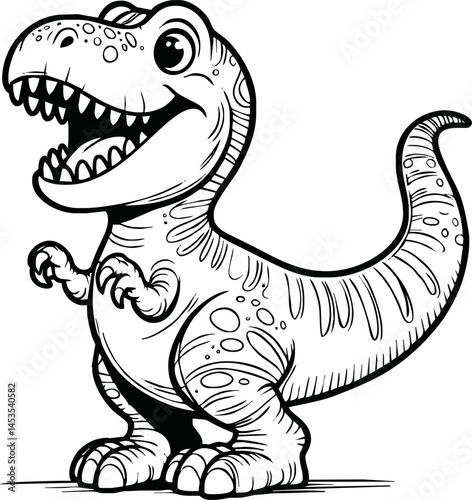 Vector illustration of Tyranosaurus Rex or T-rex or dinosaur . kids coloring page and coloring book