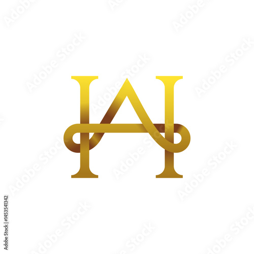 This logo elegantly combines the letters H and A in gold gradation, creating a classic monogram that is sophisticated yet modern.