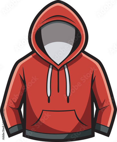 A detailed vector art illustration of a classic hooded sweatshirt, showcasing clean lines, vibrant colors, and modern, stylish design elements.