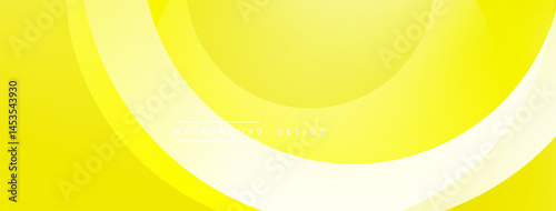 Bright yellow background features curved shapes, gradients. Modern design suggests energy, optimism, simplicity. Text reads background design.