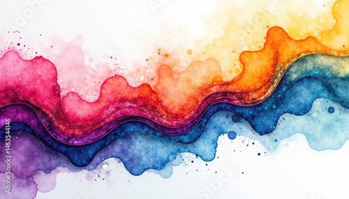 Abstract watercolor wash, flowing colors blend continuously, art, soft