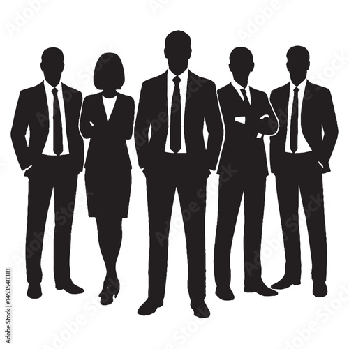 
Silhouette of Business People Standing Group – Men and Women Vector Illustration
