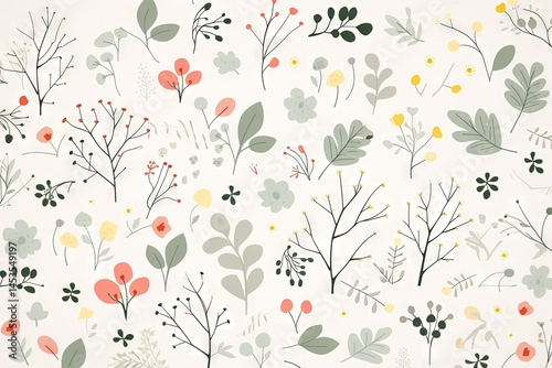 Wallpaper Mural Abstract illustration drawing pattern for natural environment flowers vegetation Torontodigital.ca