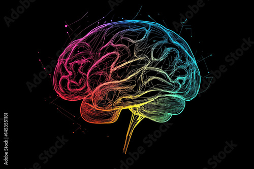 Rainbow Brain Abstract Art Neural Network Mind