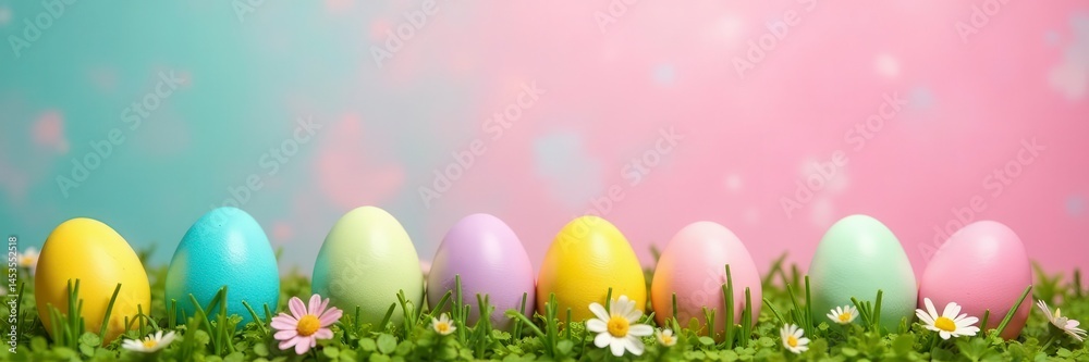 Pastel eggs on vibrant background Bright, cheerful Easter scene , easter decorations, background colors Pastel eggs on vibrant background Bright, cheerful Easter scene , easter decorations, background colors