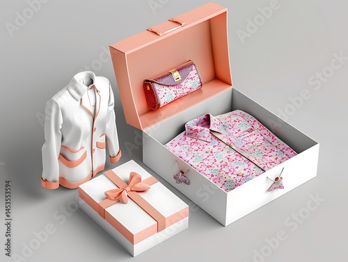 Eco-friendly subscription mailer box with fashion apparel modern design studio showcase