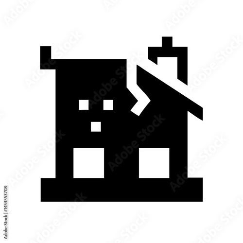 Icon of a damaged building to signify destruction or disrepair