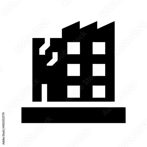 Icon of a damaged building to signify destruction or disrepair