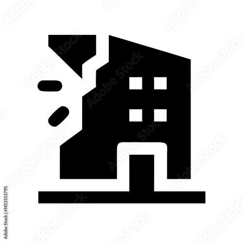 Icon of a damaged building to signify destruction or disrepair