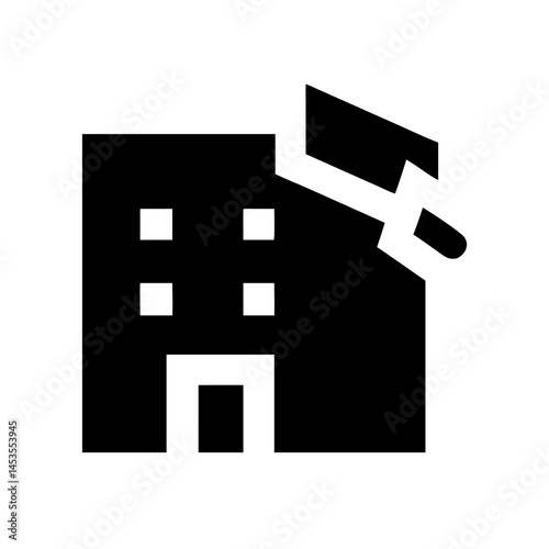 Icon of a damaged building to signify destruction or disrepair