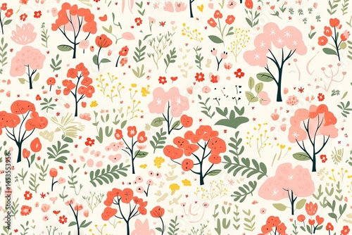 Abstract illustration drawing pattern for natural environment flowers vegetation
