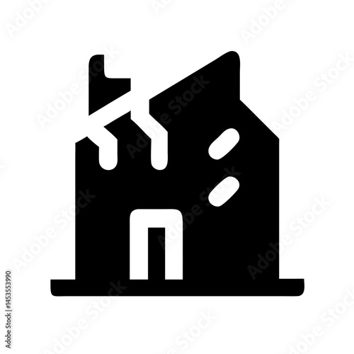 Icon of a damaged building to signify destruction or disrepair