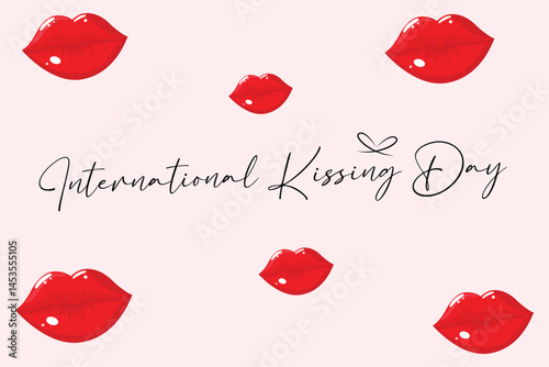 international kissing day flat vector illustration with lips symbol.