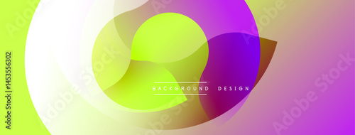 Abstract colorful background. Overlapping circles create dynamic visual effect. Gradient hues blend smoothly, offering modern aesthetic.