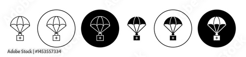 Parachute with first aid kit icon. Design for web and mobile app. Vector illustration