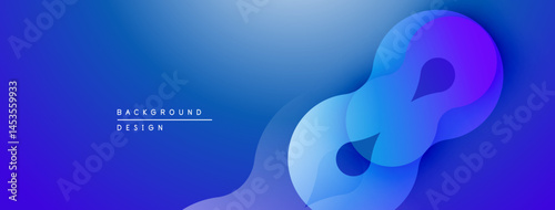 Abstract blue design features flowing shapes, gradients. Modern aesthetic, suitable for backgrounds, presentations. Minimalist style.