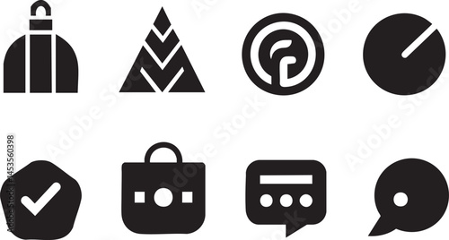 icons set with round symbols for web and communication design