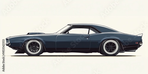 Classic Muscle Car Side Profile Illustration