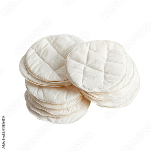 A stack of white pads sitting On white background