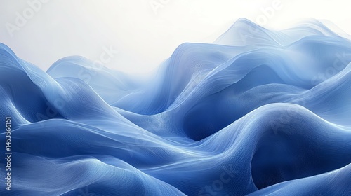 Serene Blue Smoke: Abstract Wave Art Print