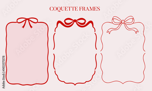 Coquette Frame SVG Set – Bow Ribbon Border, Ribbon Square, and Bow Square Frame Clipart