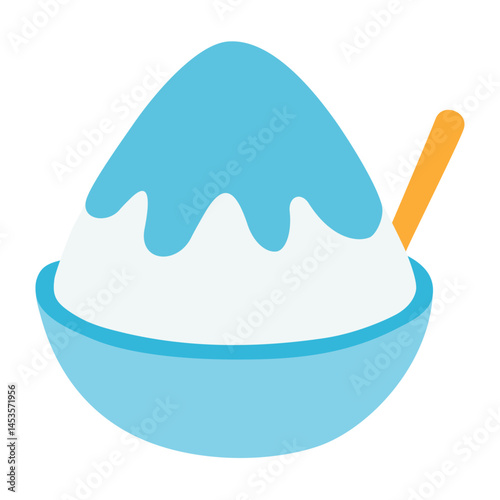 ブルーハワイのシロップのかかったかき氷のベクターイラスト