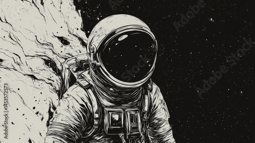 Obraz na płótnie A cosmonaut or astronaut in a floating pose, often with detailed suits and reflective visors
w salonie
