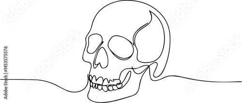 human scull outline continuous one line vector drawing