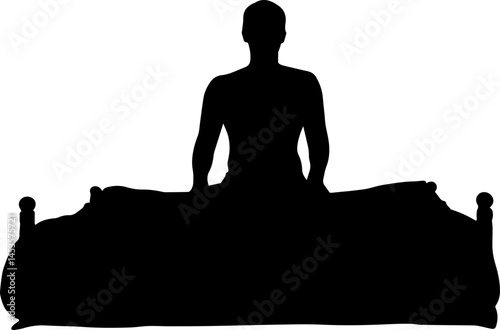 man on bed silhouette vector