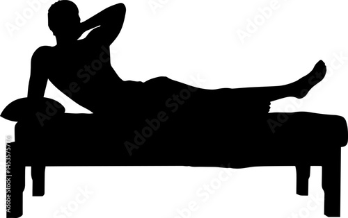man on bed silhouette vector