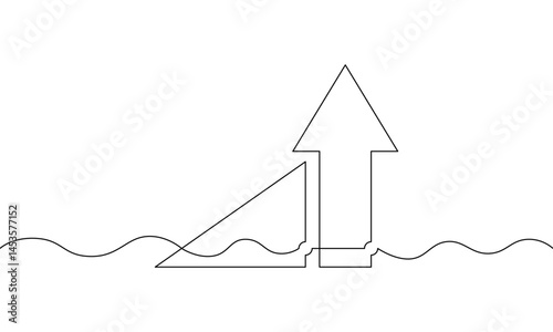 Continuous line drawing of graph illustration vector. Arrow up sign symbol. Flat icon of Increasing bar chart. Object one line of business growth. Single line art 