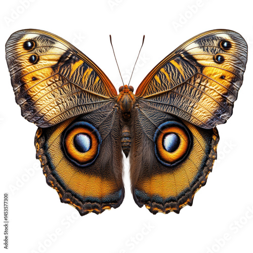Owl butterfly close up macro shot wings pattern insect nature wildlife art on transparent background photo