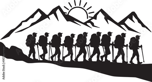 group of people in the mountains