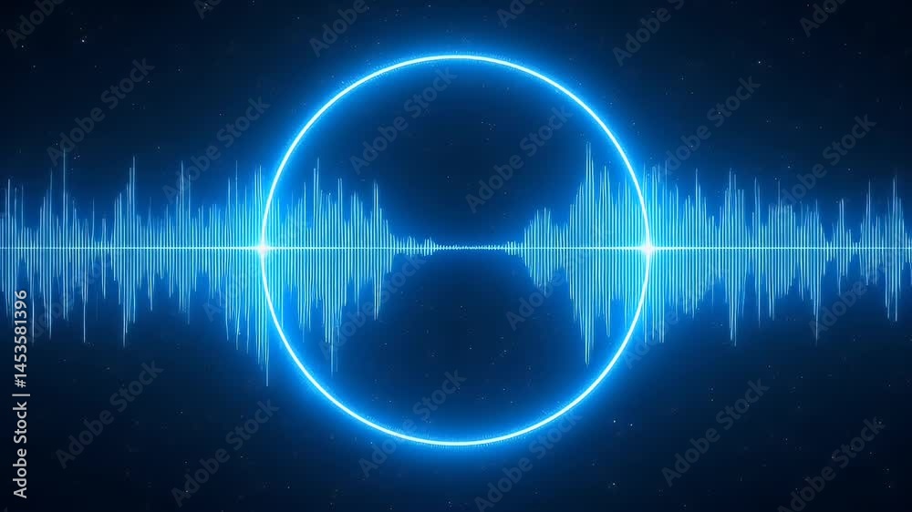 Blue audio waveform circle visualization