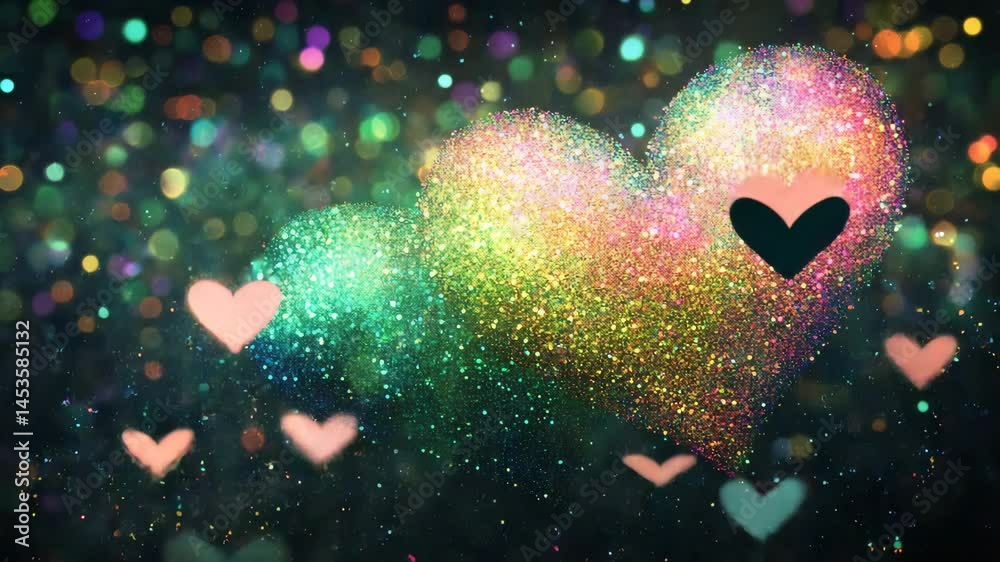 heart of hearts, yellow pink blue green purple orange 