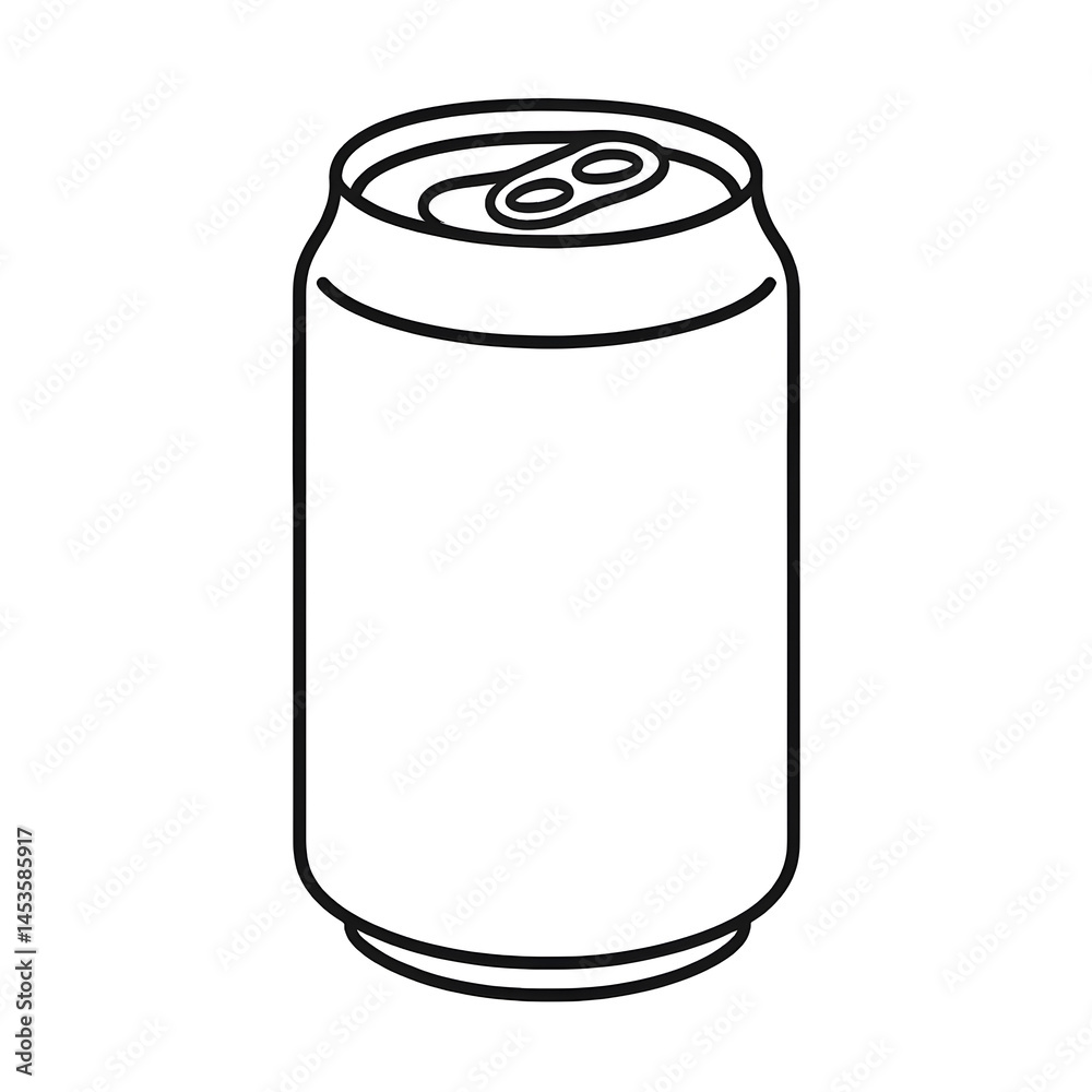 Illustration of a plain beverage can on a white background, designed for simple visual representation, suitable for various artistic contexts Illustration of a plain beverage can on a white background, designed for simple visual representation, suitable for various artistic contexts