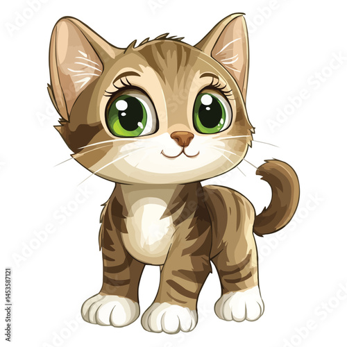 Adorable cute cat with Big Green Eyes