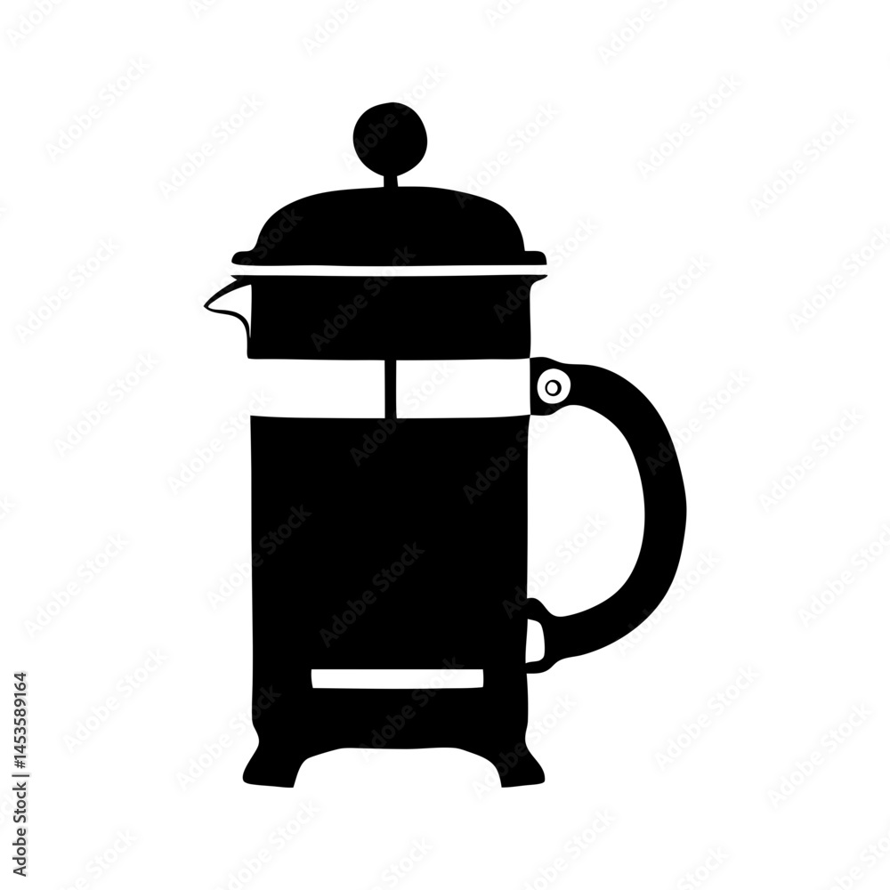 French Press Coffee Maker Silhouette Vector Illustration French Press Coffee Maker Silhouette Vector Illustration
