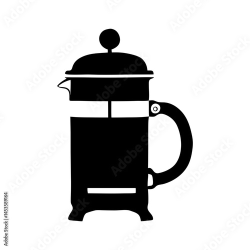 French Press Coffee Maker Silhouette Vector Illustration