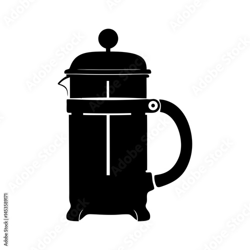 French Press Coffee Maker Silhouette Vector Illustration