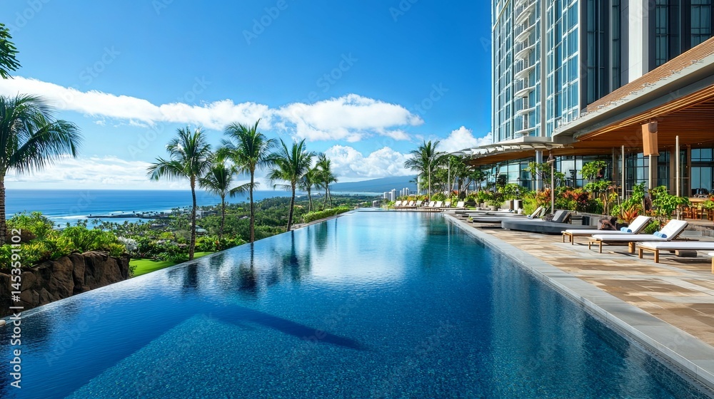 Fototapeta premium Infinity Pool Paradise: Ocean View Luxury Resort